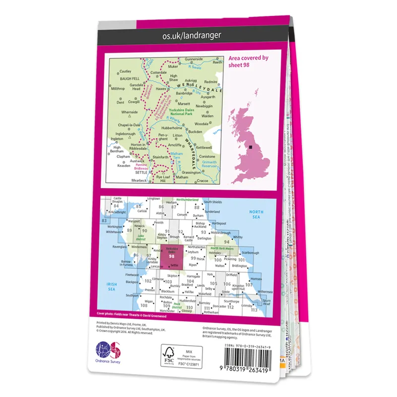 OS Landranger Map 98 - Wensleydale and Upper Wharfedale-1